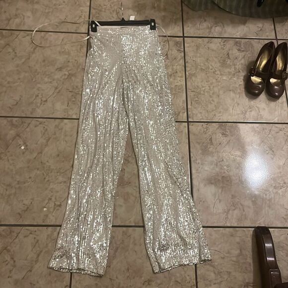 CRYSTAL SKY SEQUIN HIGH RISE PANTS - Picture 5 of 10